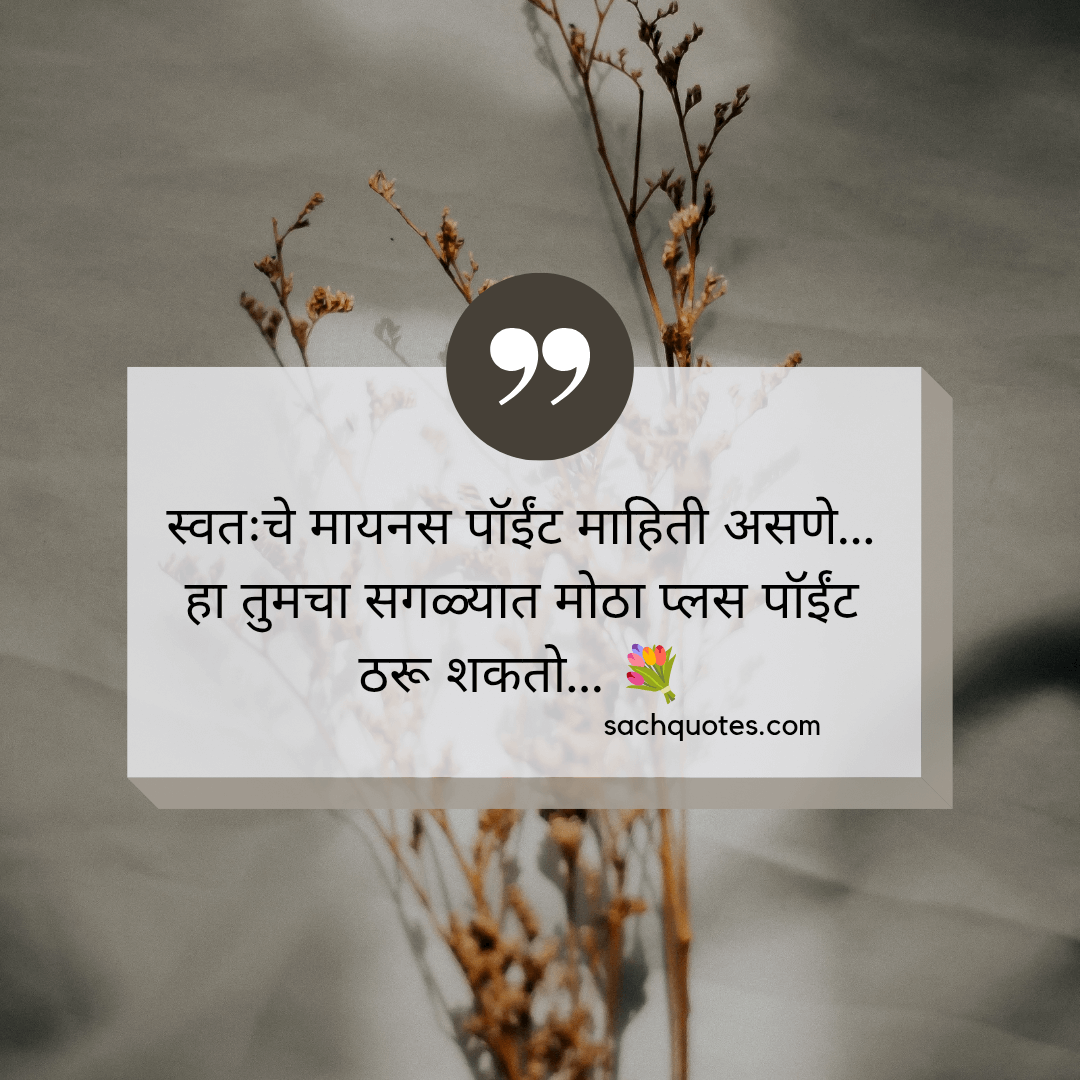स्वतःचे मायनस पॉईंट माहिती असणे… हा तुमचा सगळ्यात मोठा प्लस पॉईंट ठरू शकतो… 💐